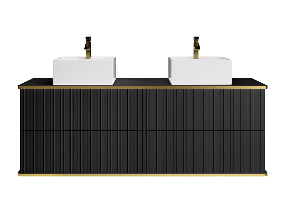 Meuble double vasque effet bois noir