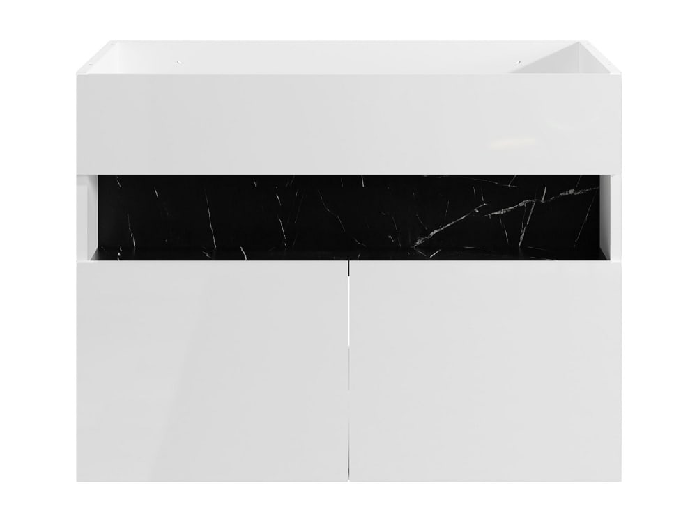 Meuble sous vasque effet bois noir, blanc