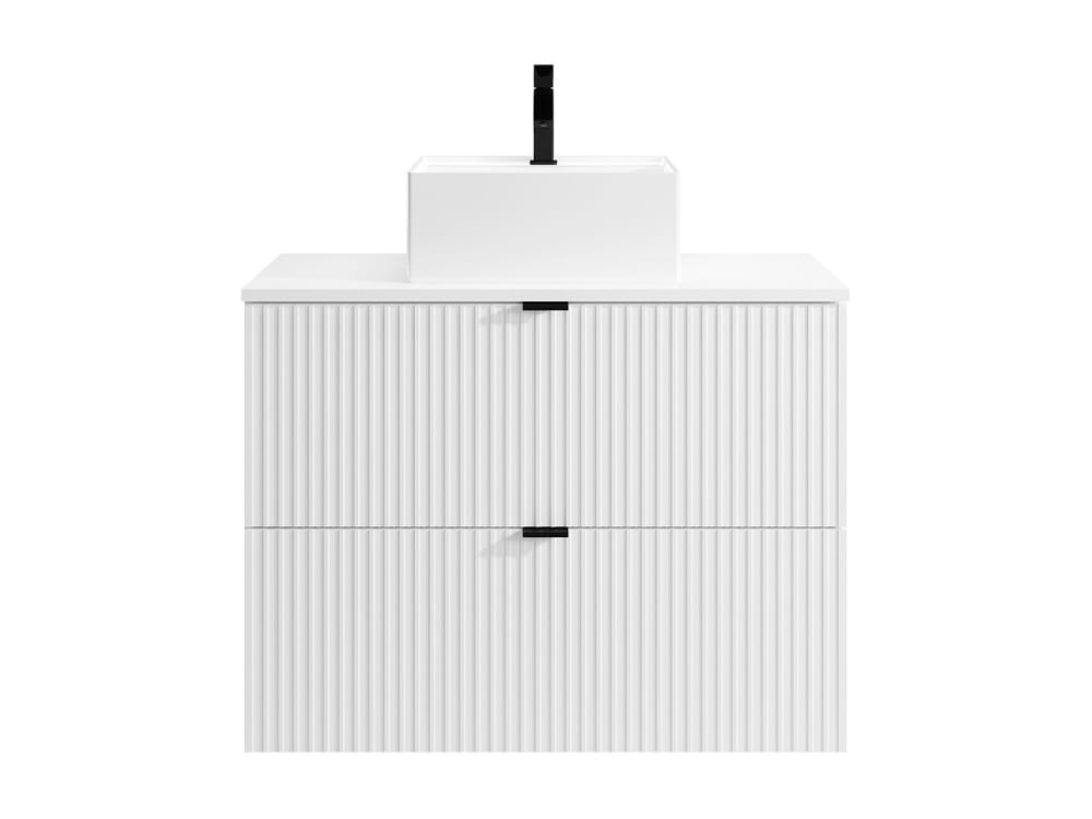 Meuble simple vasque effet bois blanc