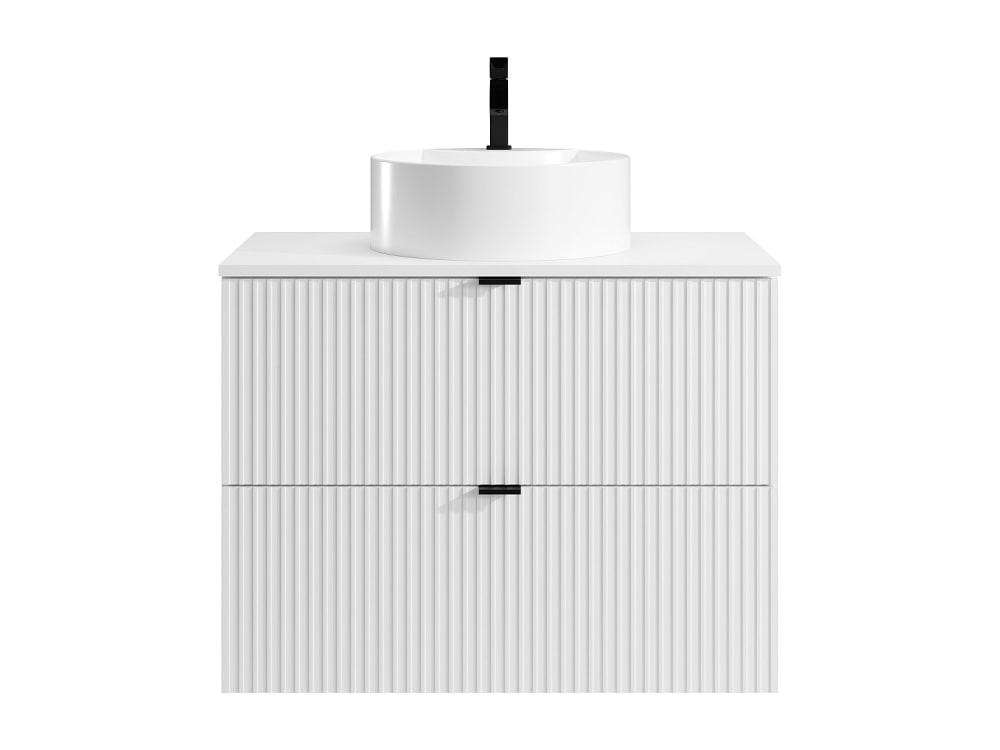 Meuble simple vasque effet bois blanc
