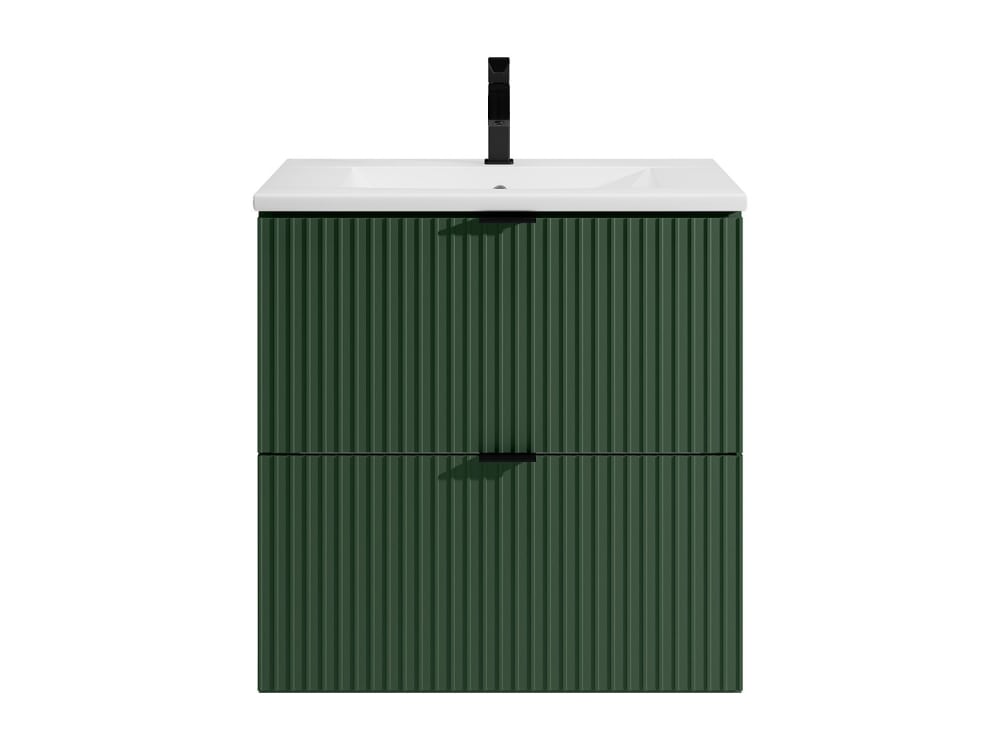 Meuble simple vasque effet bois vert