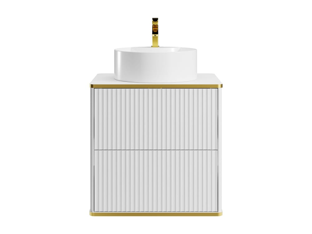 Meuble simple vasque effet bois blanc