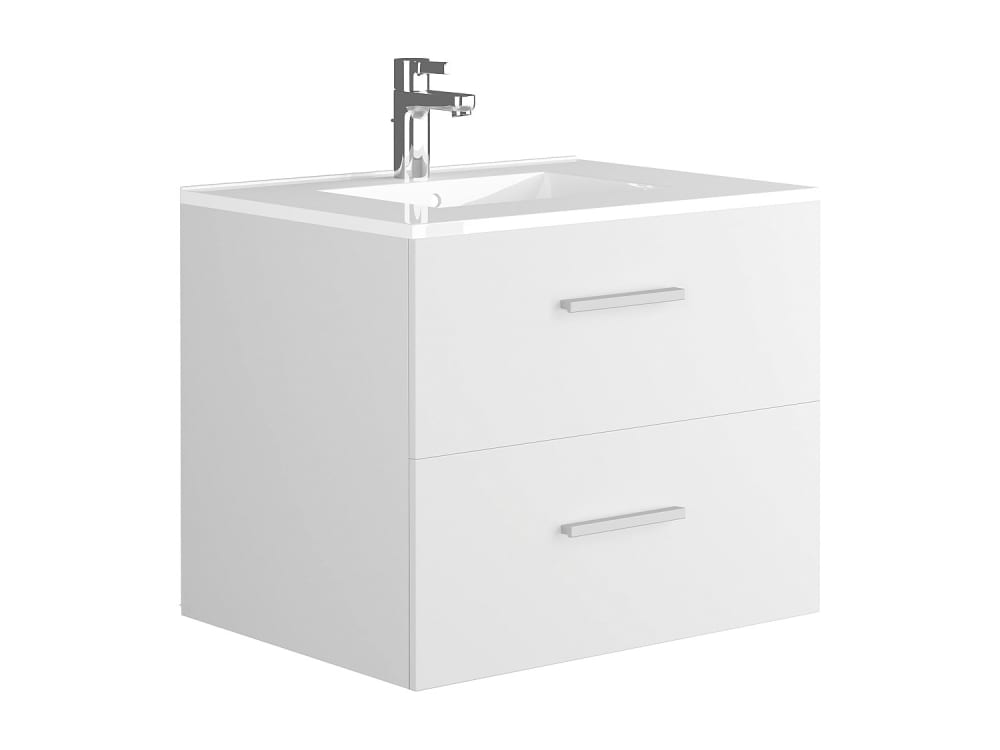 Meuble simple vasque effet bois blanc