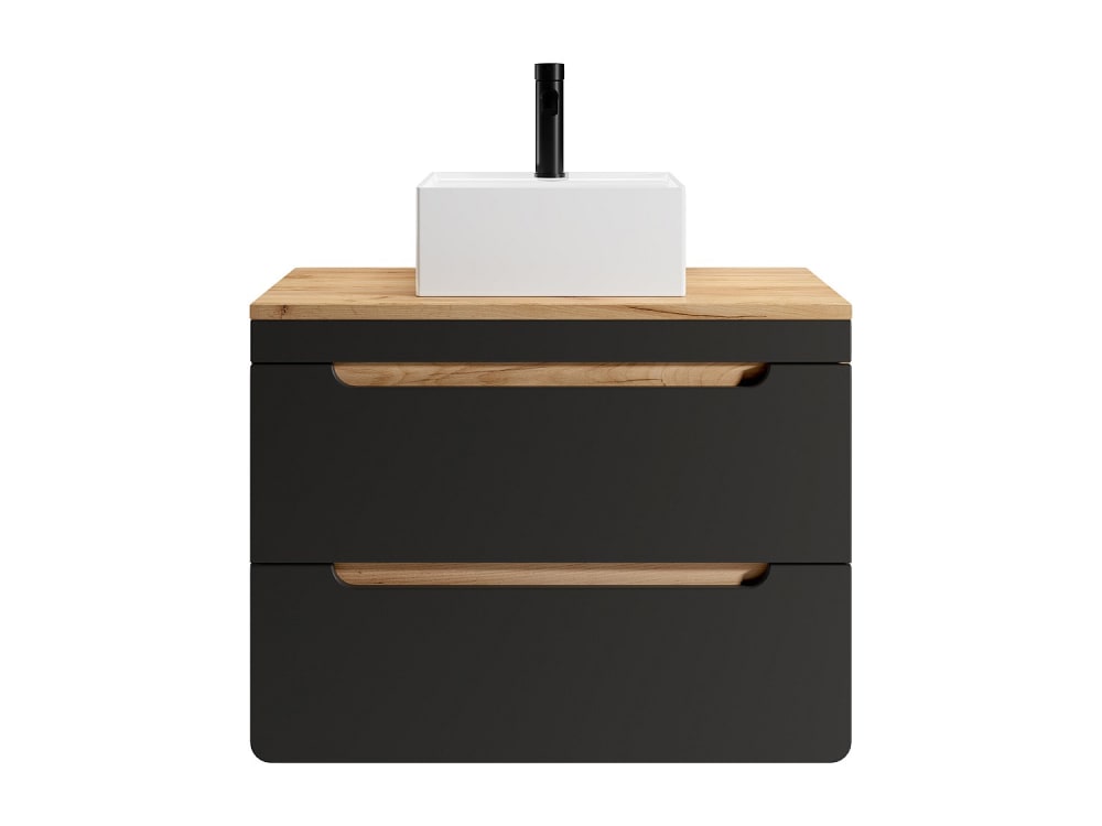 Meuble simple vasque effet bois gris anthracite, naturel