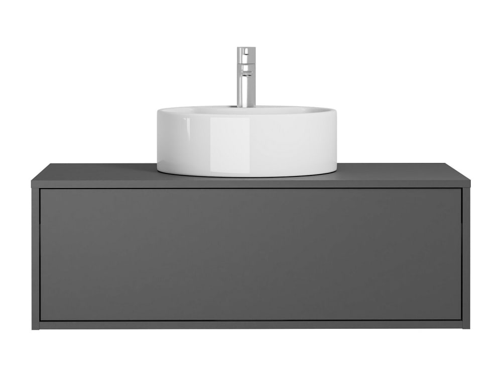 Meuble simple vasque effet bois gris anthracite