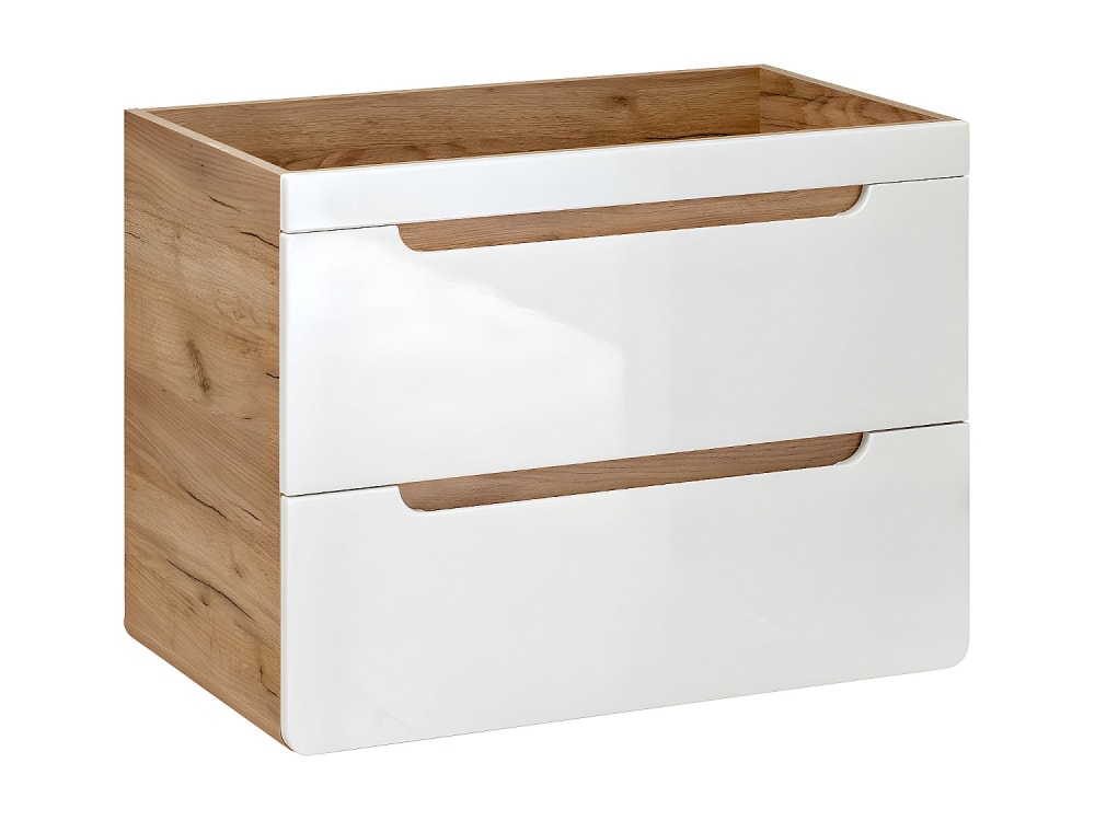 Meuble sous vasque effet bois , blanc