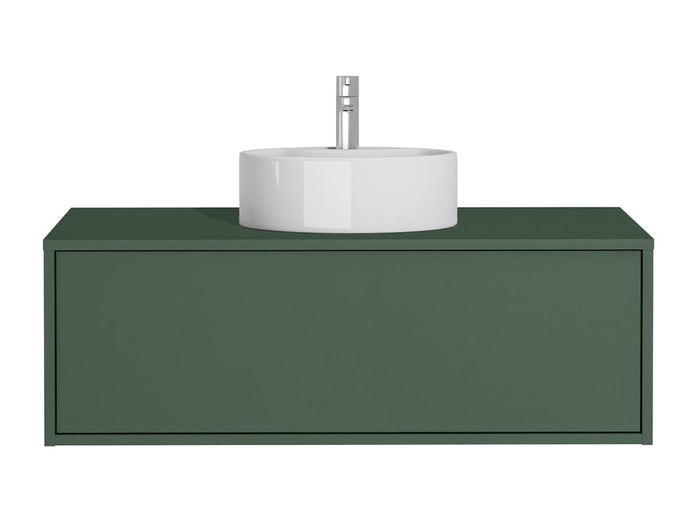 Meuble simple vasque effet bois vert