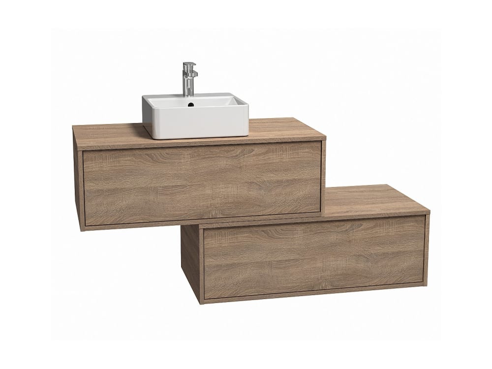 Meuble simple vasque effet bois