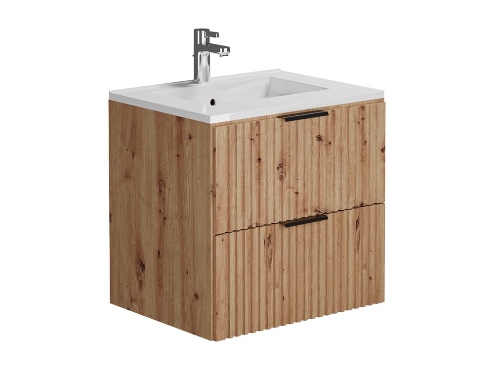 Meuble simple vasque effet bois