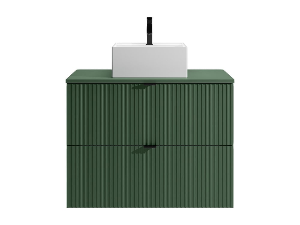 Meuble simple vasque effet bois vert