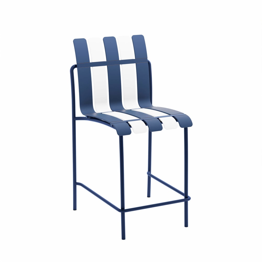 Lot 2 tabouret de bar haut en fer polypropylène blanc bleu 110x54x49