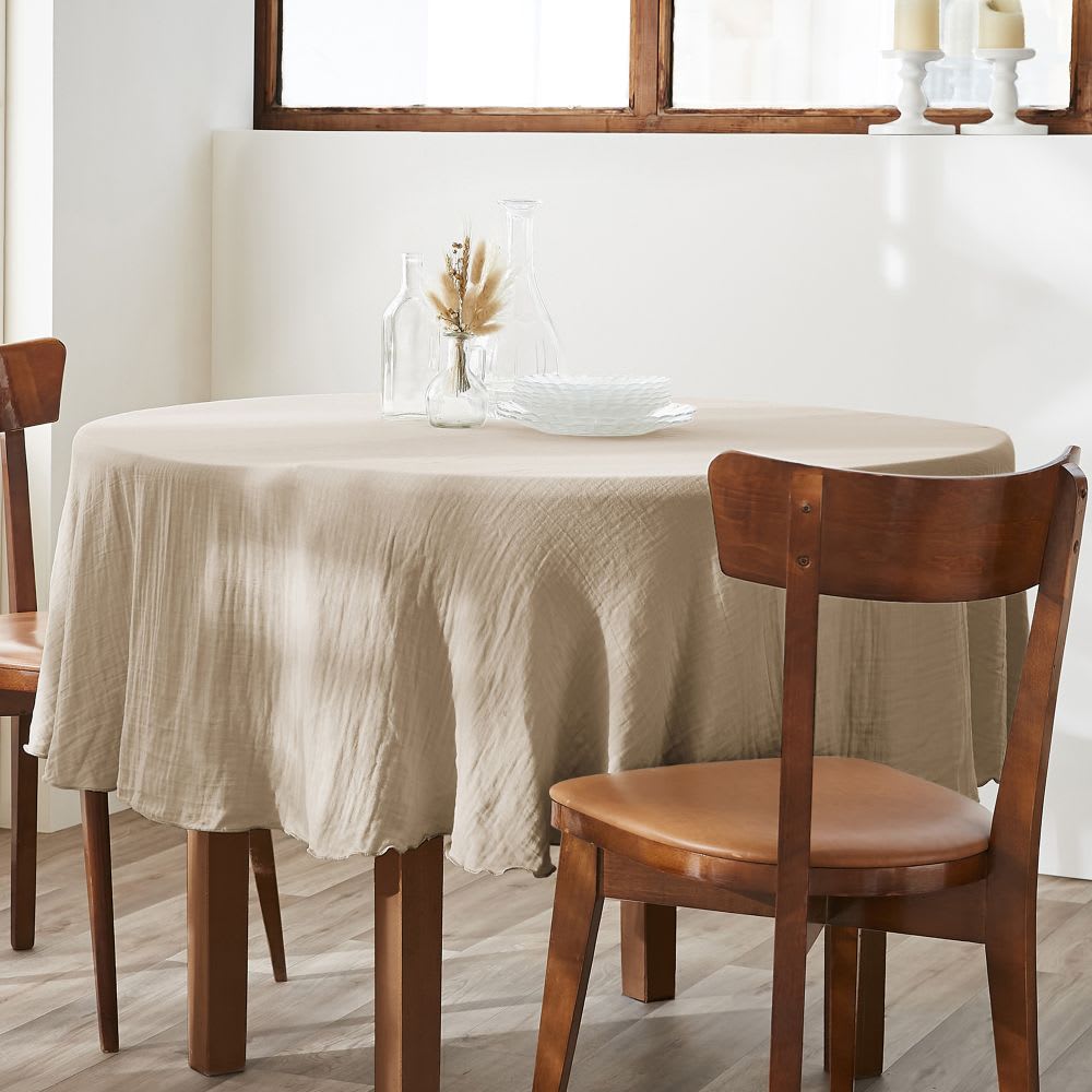 Nappe ronde gaze de coton uni 180 cm Nappe ronde gaze de coton uni 180 cm