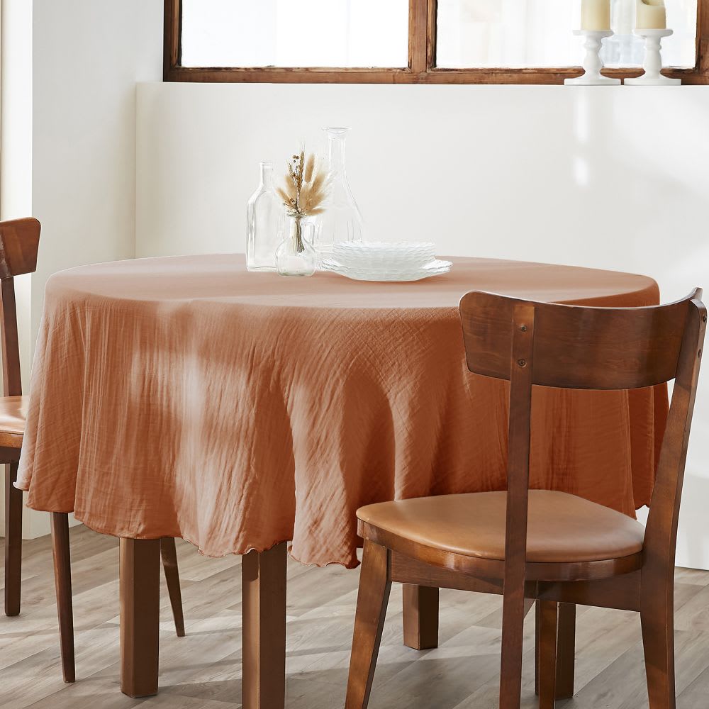 Nappe ronde gaze de coton uni 180 cm