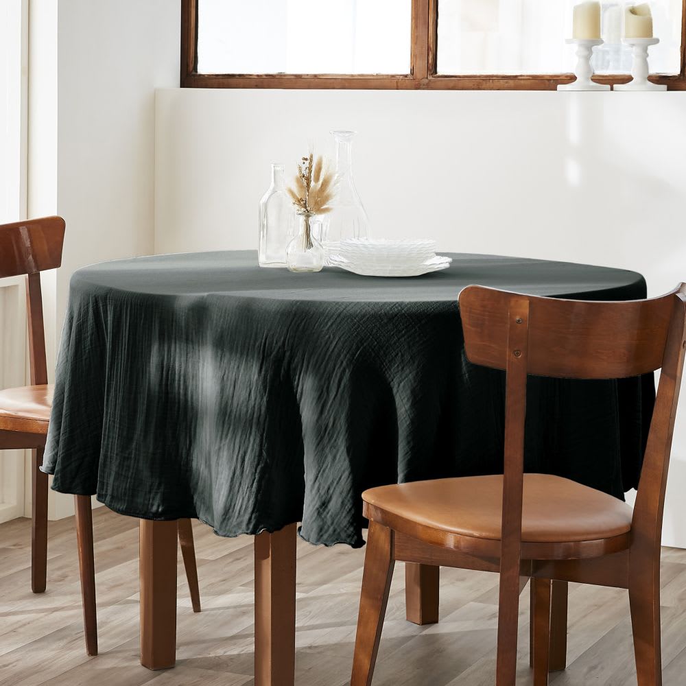 Nappe ronde gaze de coton uni 180 cm