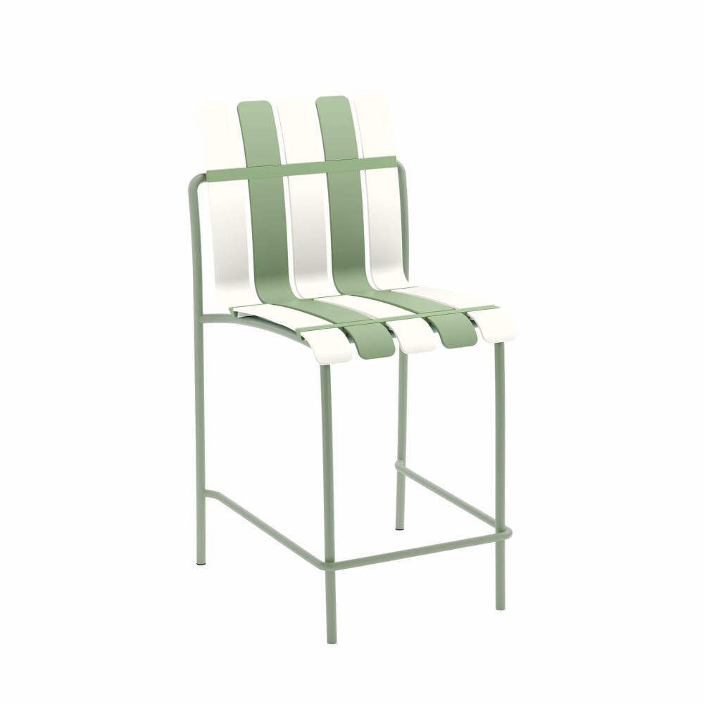 Lot 2 tabouret de bar haut en fer polypropylène blanc vert 110x54x49