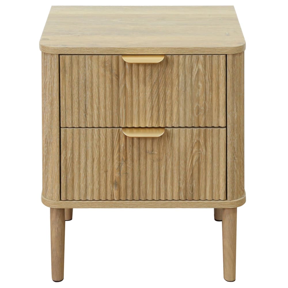Table de chevet avec 2 tiroirs aspect bois, couleur chêne