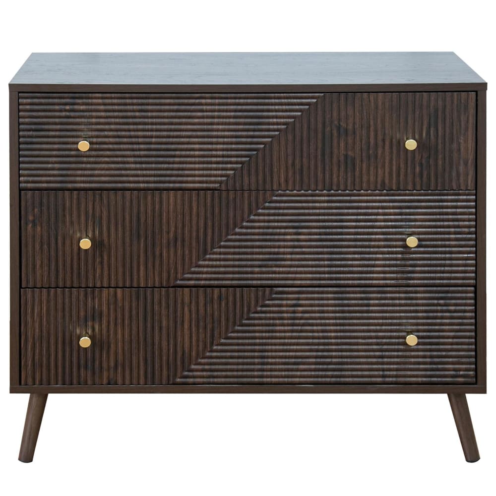 Commode avec 3 tiroirs aspect bois, brun foncé
