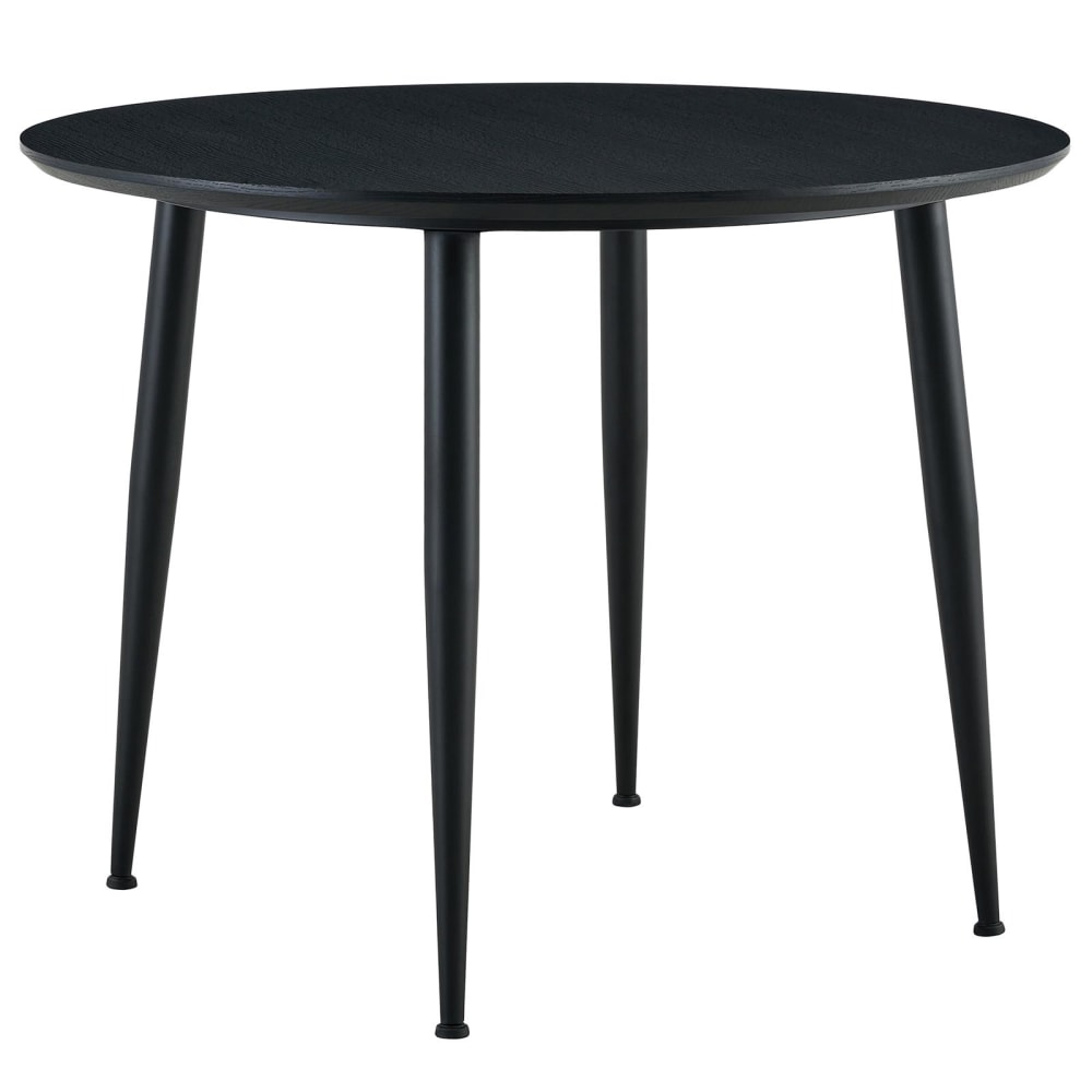 Table à manger ronde 4 personnes, effet bois et métal, noir