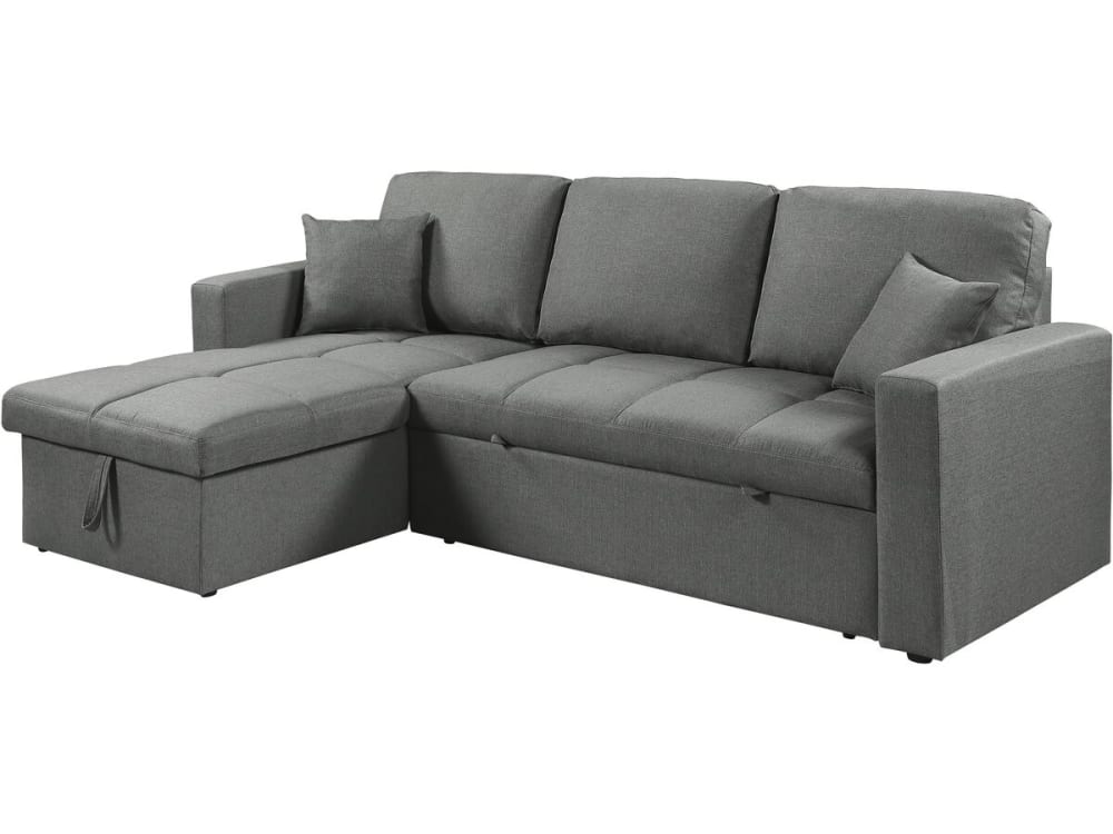 Canapé d'angle convertible 3 places en tissu gris