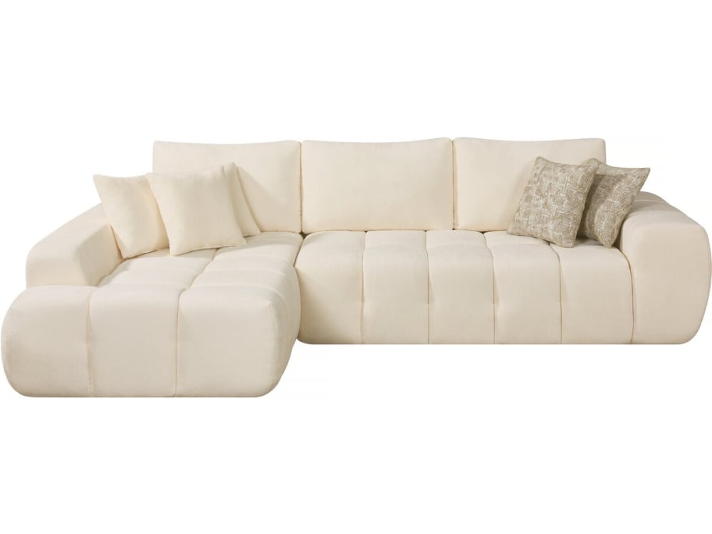 Canapé d'angle 4 places en tissu beige