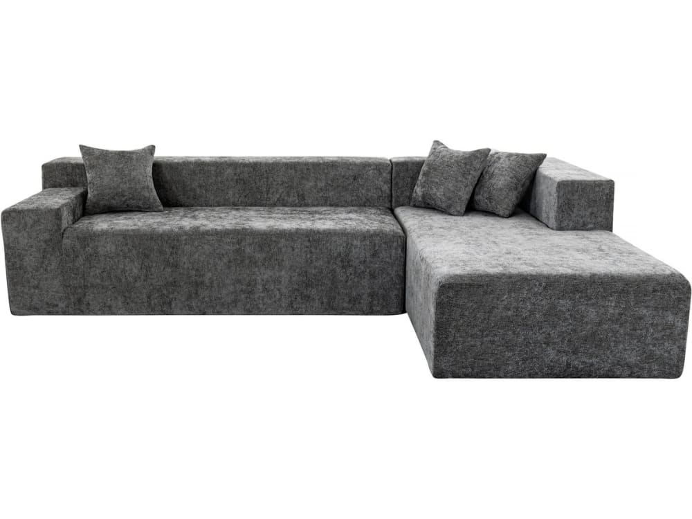 Canapé d'angle 4 places en tissu gris
