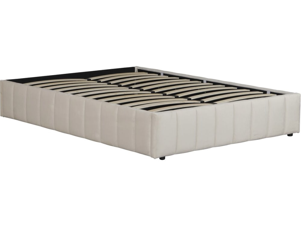 Lit coffre en velours beige 160 x 200 cm