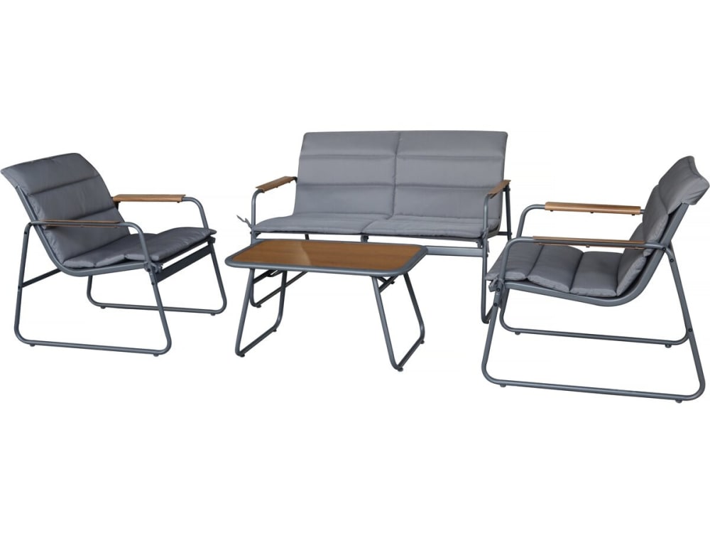 Salon de jardin 4 places en acier gris