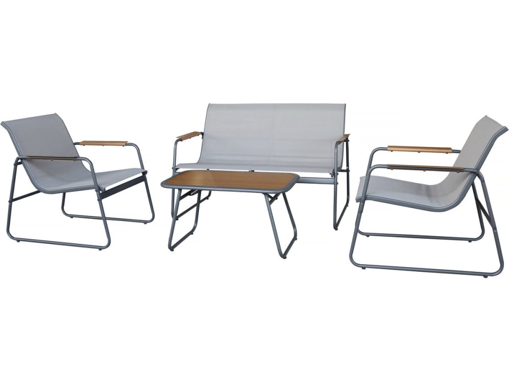 Salon de jardin 4 places en acier gris