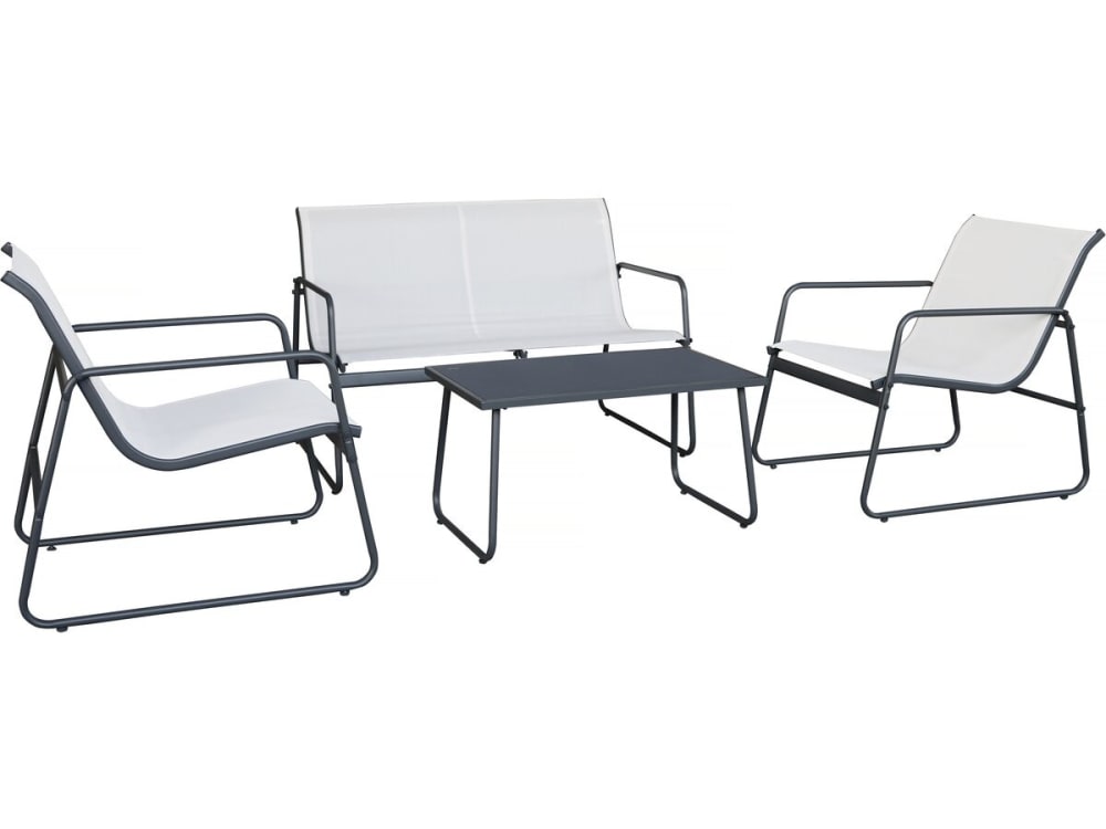 Salon de jardin 4 places en acier beige