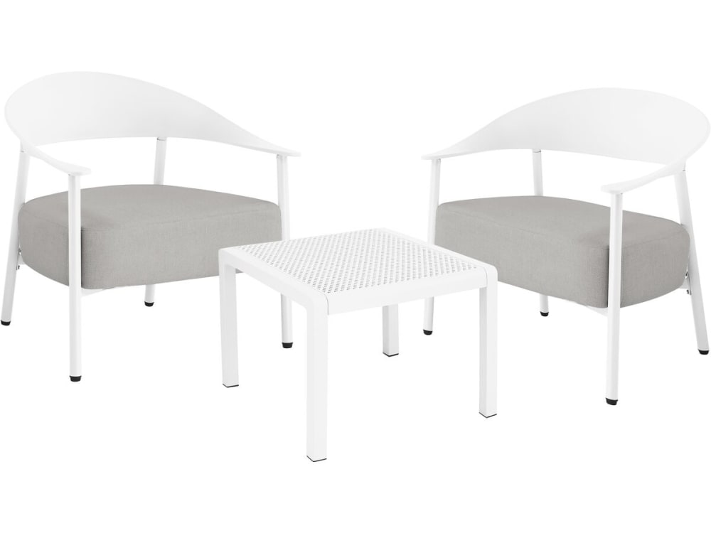 Salon de jardin 2 places en acier blanc