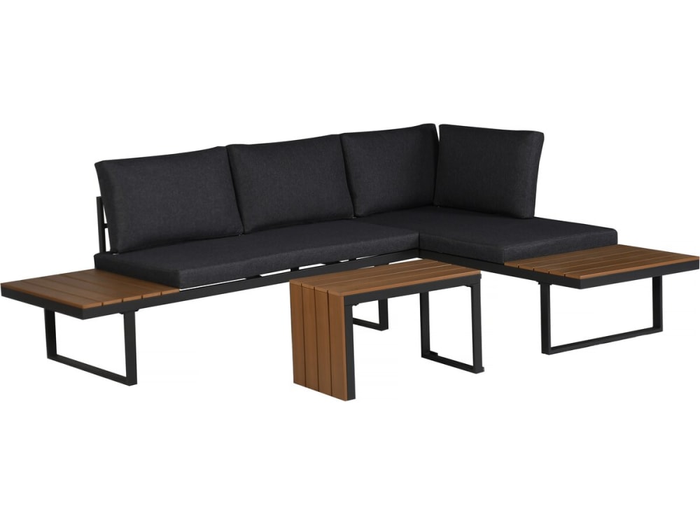 Salon de jardin 4 places en acier gris