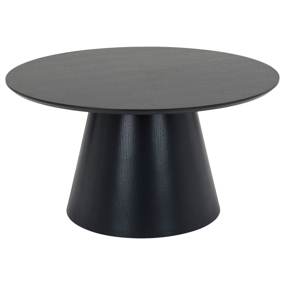 Table basse ronde effet bois, Ø 85 cm, noir