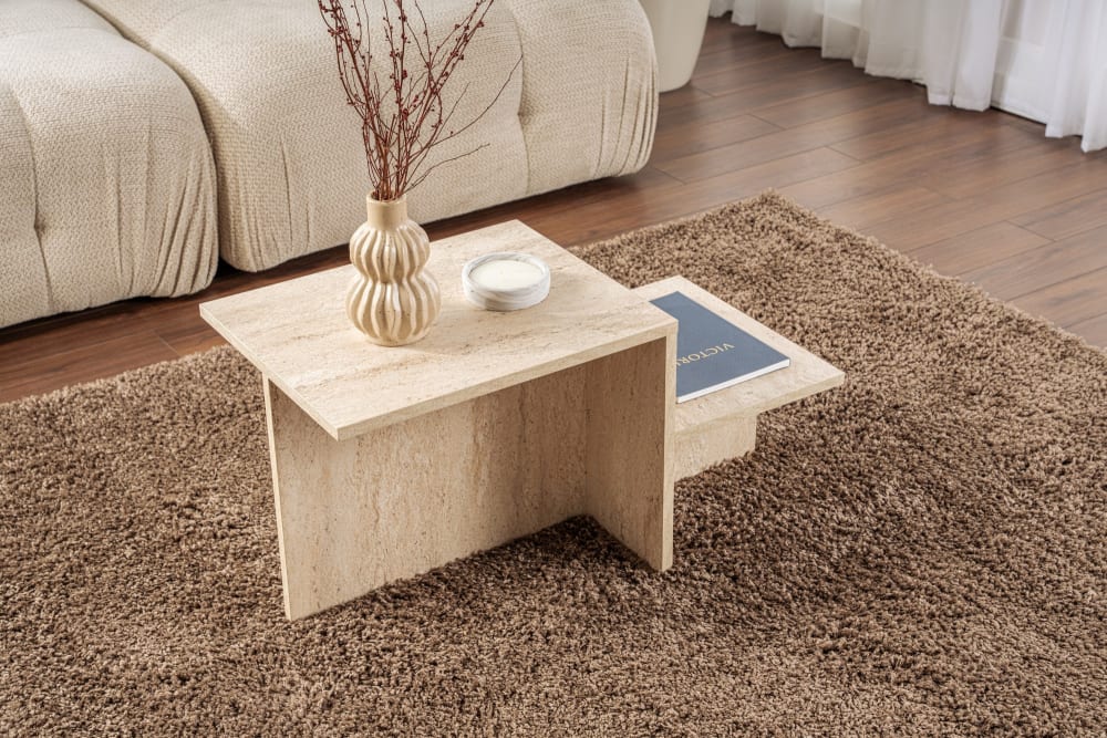 Table basse en bois beige 80 x 40 x 40 cm