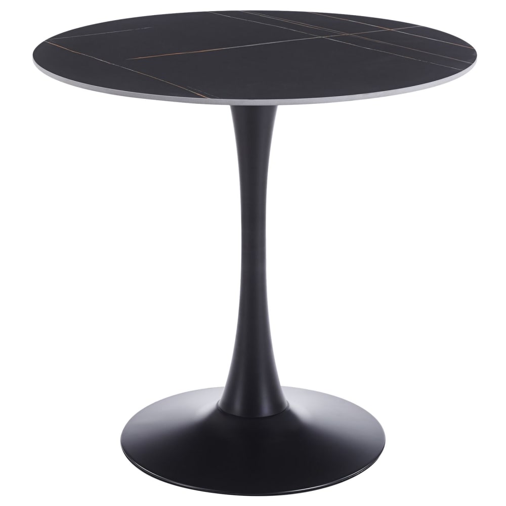 Table à manger ronde en métal et céramique, noir