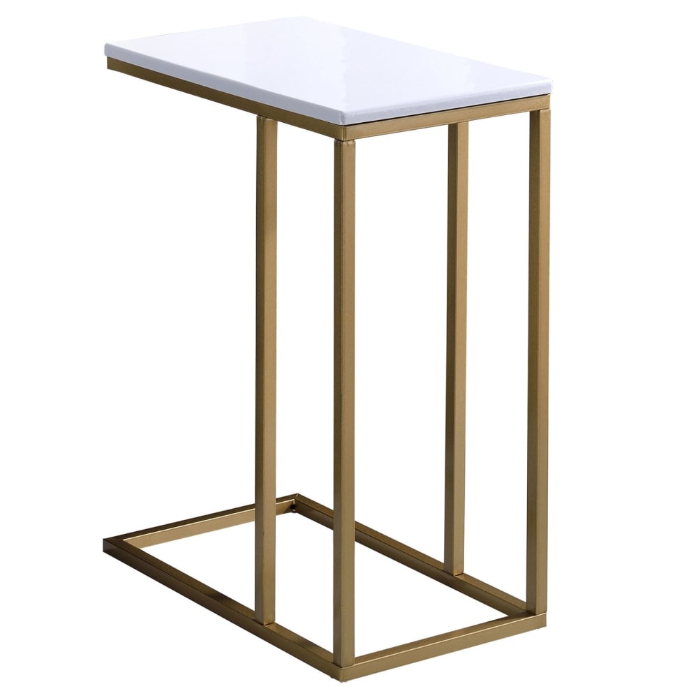 Table d'appoint en métal et plateau en mdf, doré et blanc Table d'appoint en métal et plateau en mdf, doré et blanc
