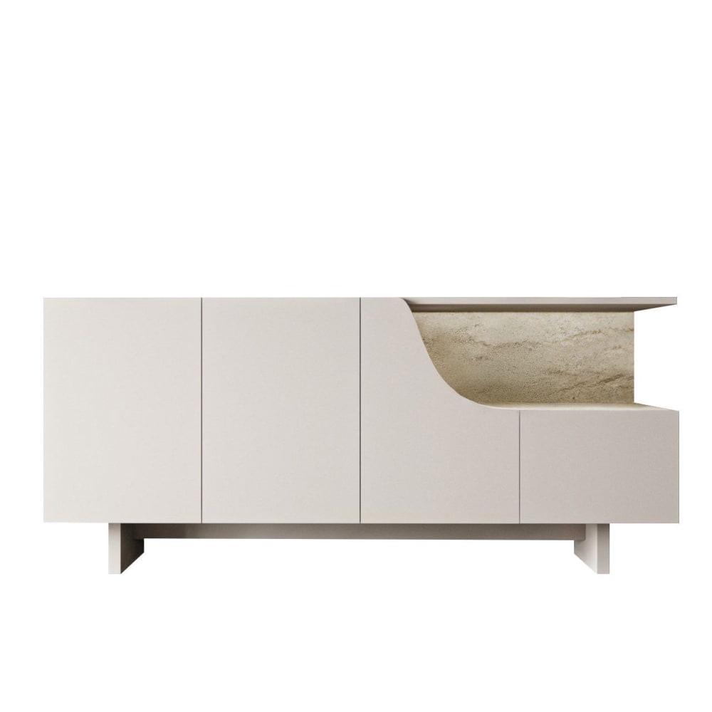 Buffet en bois beige 180 x 40 x 81 cm