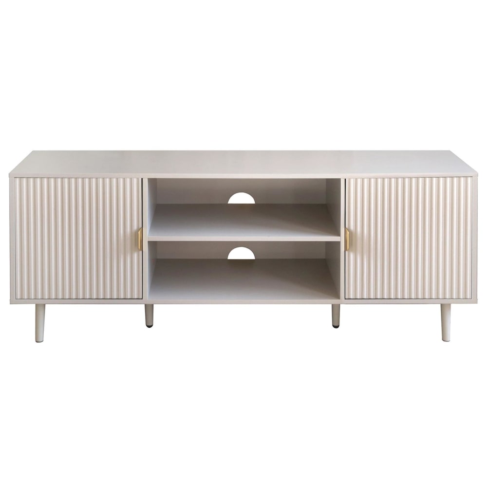 Meuble TV avec 2 portes et 2 niches, blanc cachemire