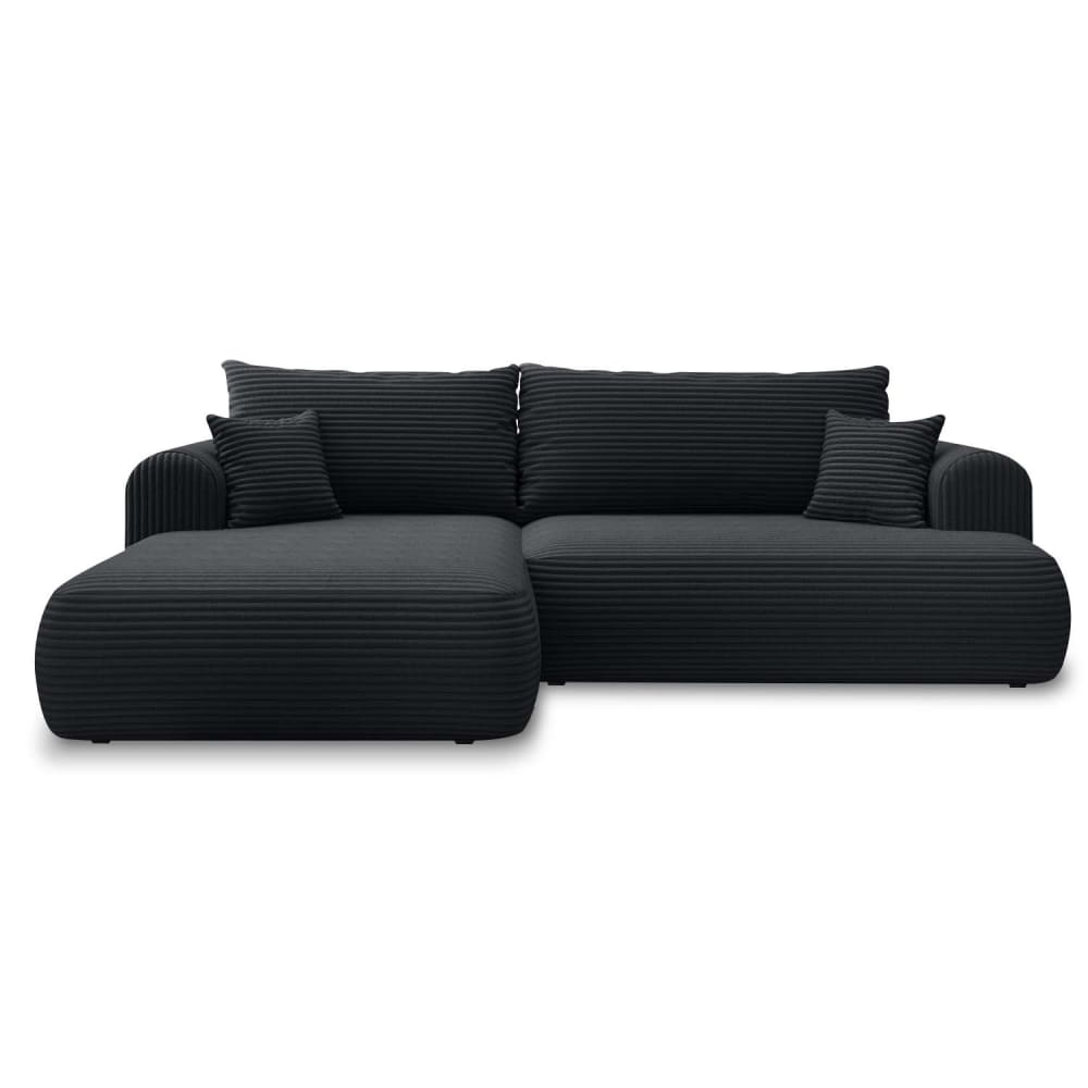 Canapé d'angle gauche - convertible velours noir