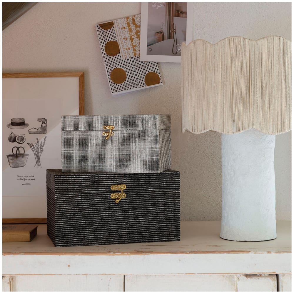 Set de 3 boîtes en tissu - Noir et Blanc