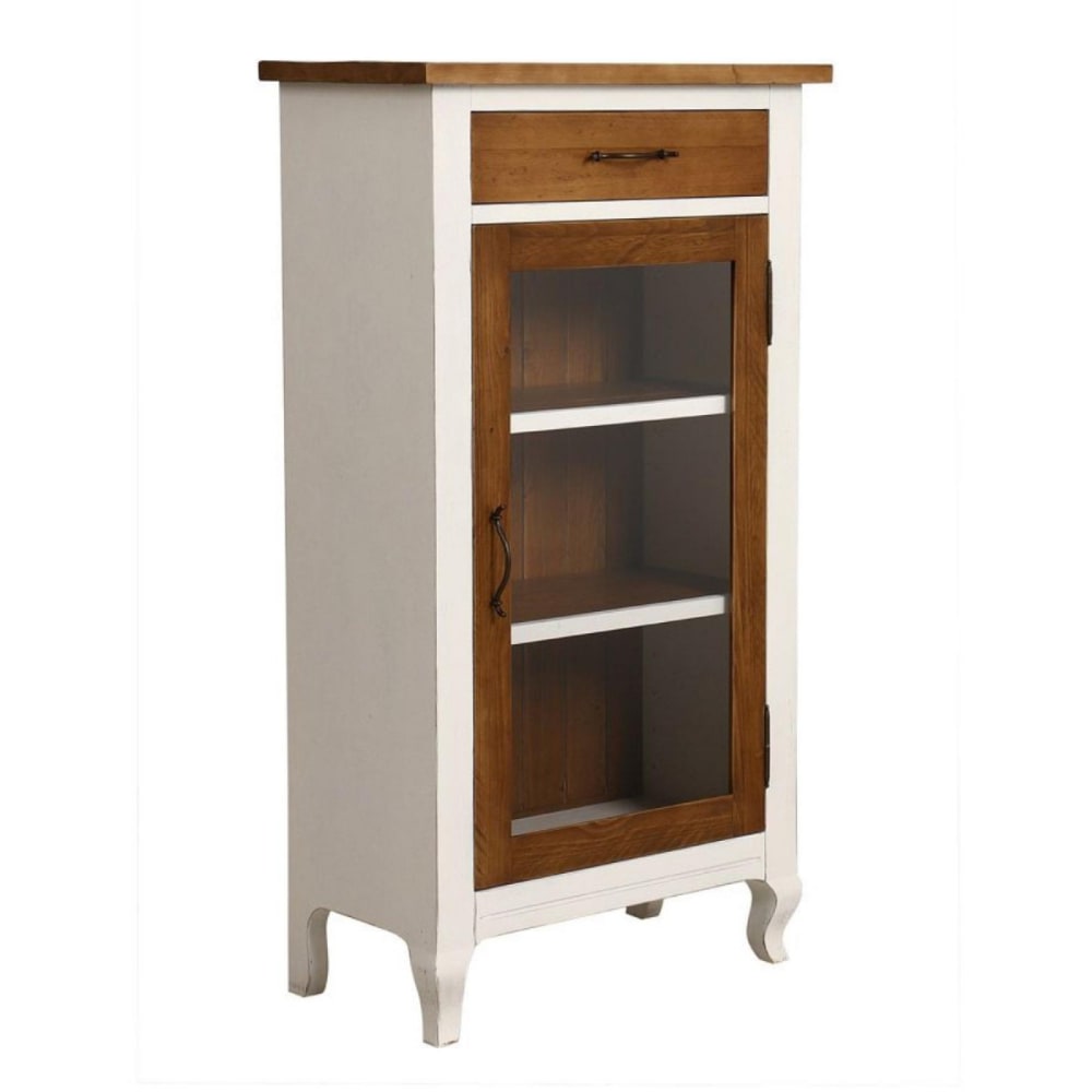 Vaisselier 1 porte vitrée en bois blanc