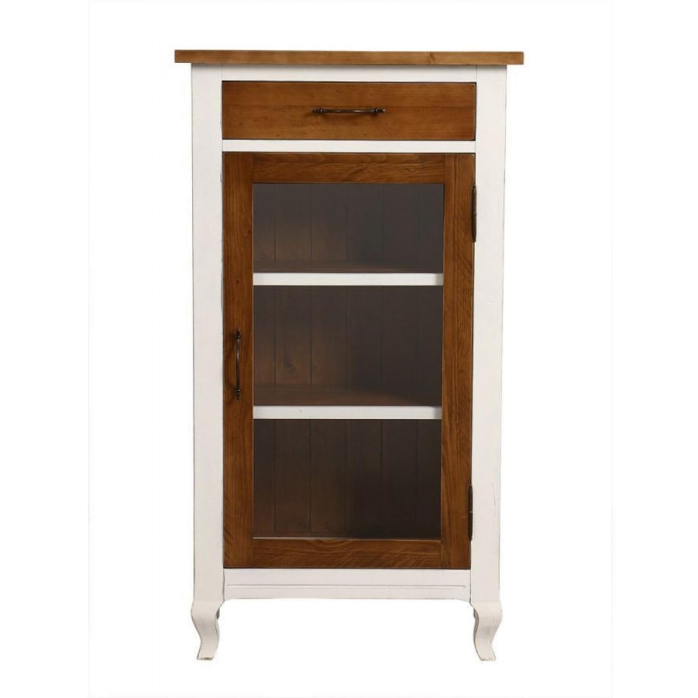 Vaisselier 1 porte vitrée en bois blanc