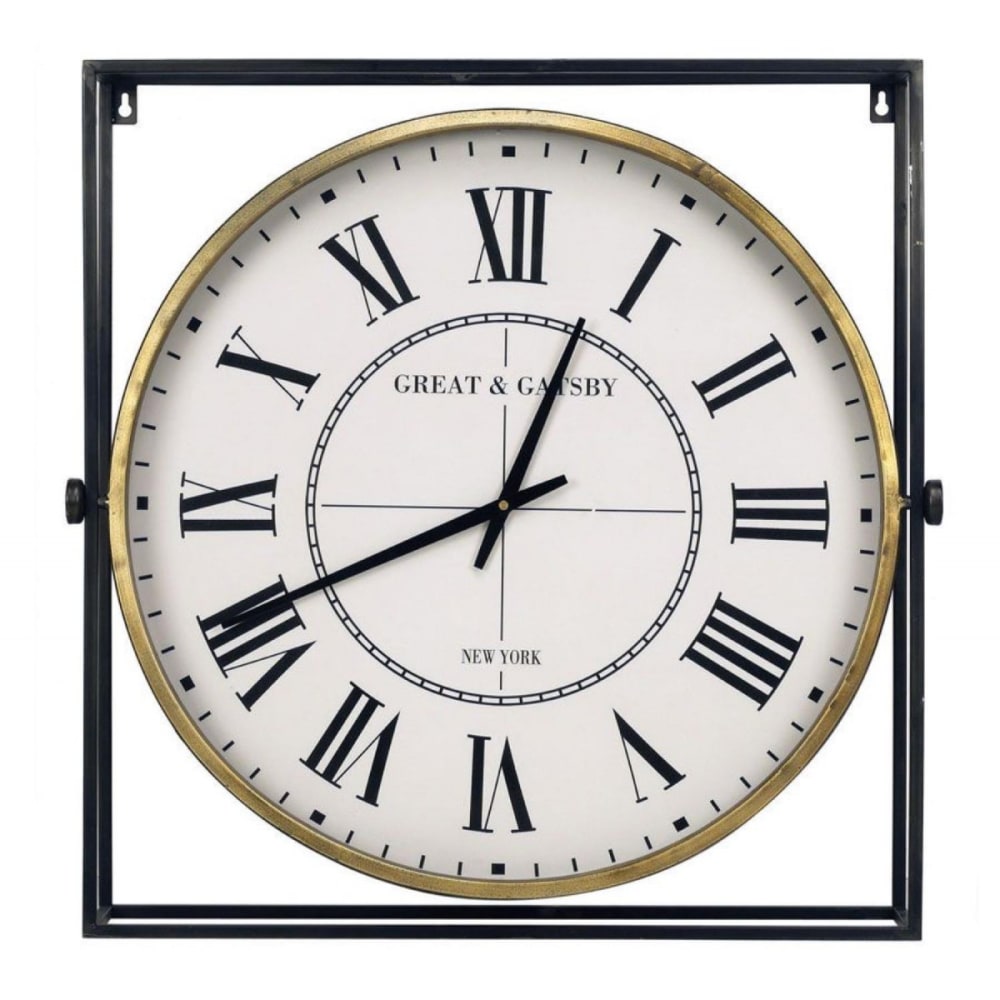 Horloge pivotante en métal blanc