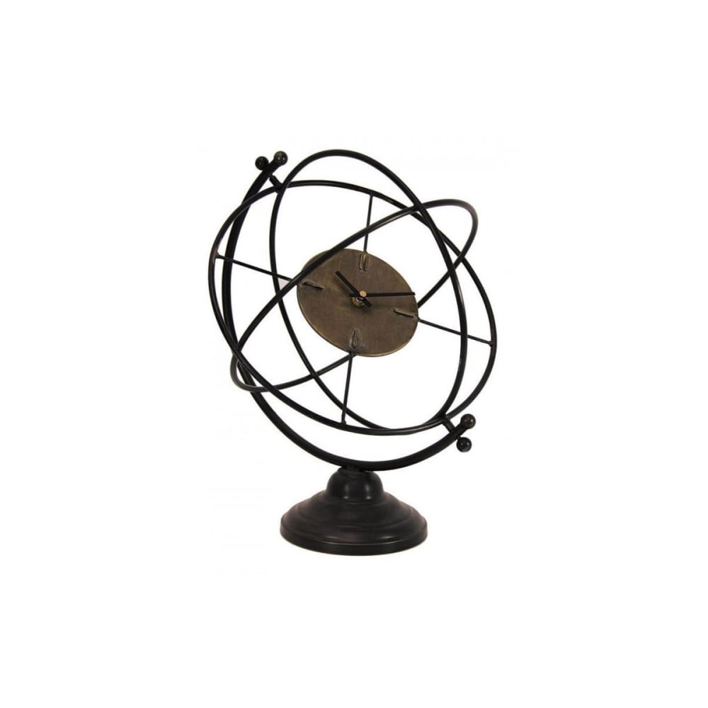 Horloge sphère à poser en métal noir