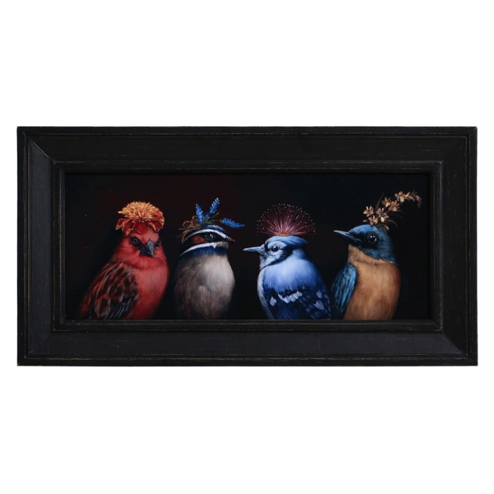 Tableau oiseaux en bois noir