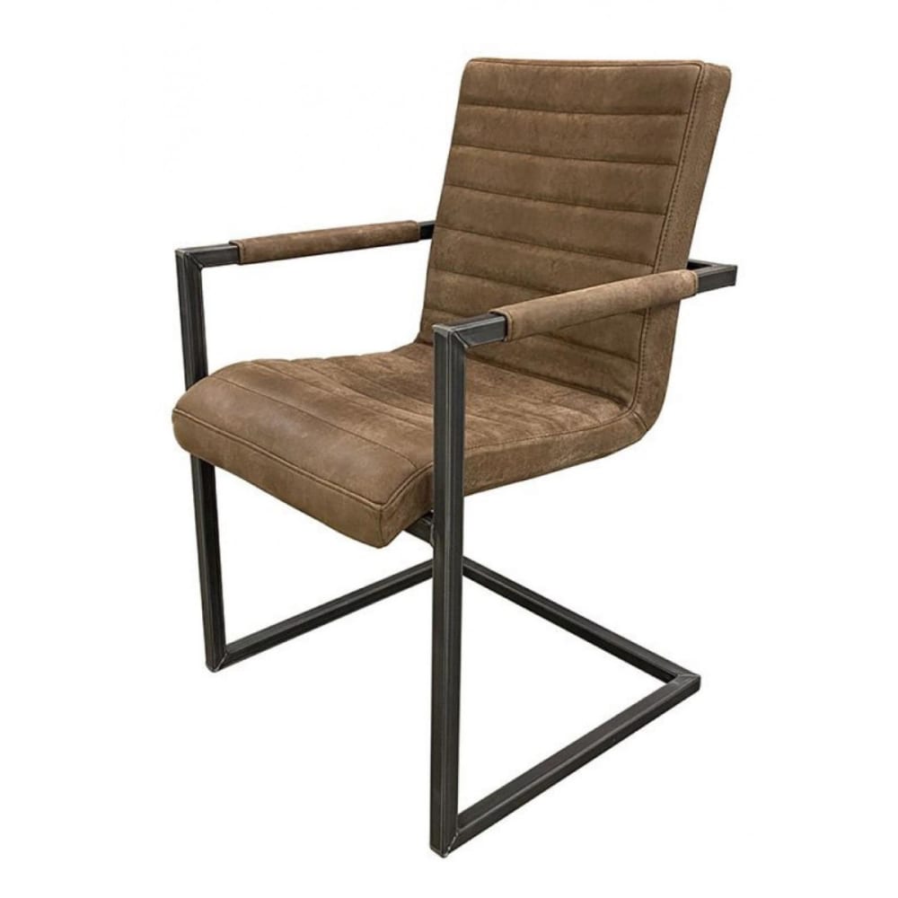 Fauteuil matteo en cuir en acier marron