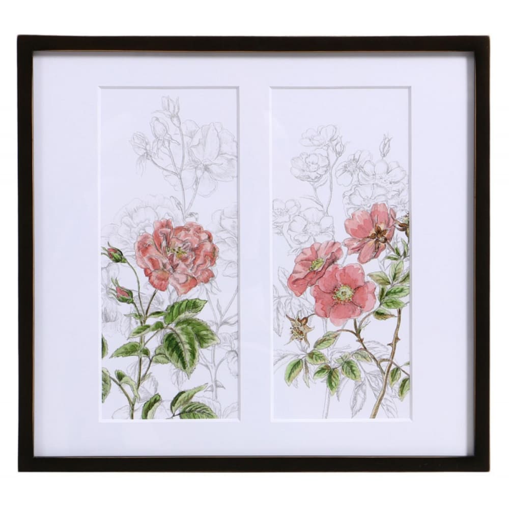 Tableau floral en bois blanc