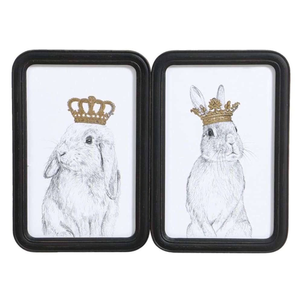 Tableau duo lapins couronnes