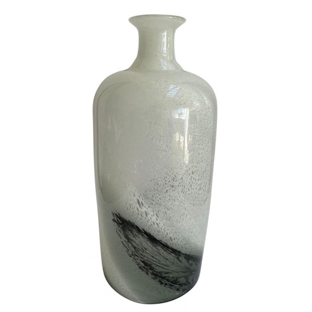 Vase marbre en verre blanc