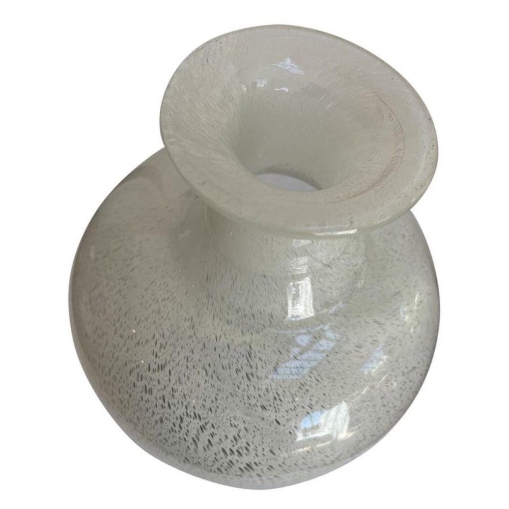 Vase marbre en verre blanc