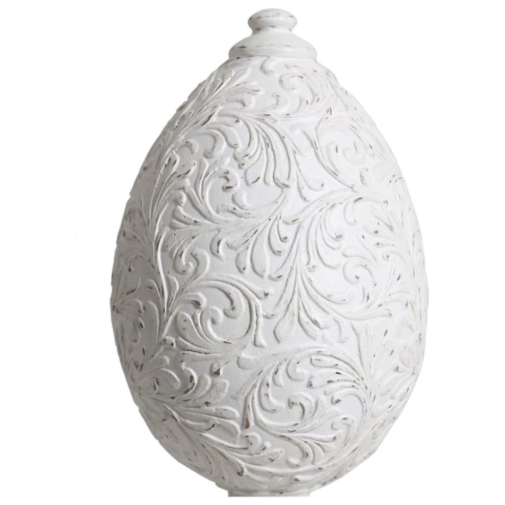 Lot de 2 oeufs décoratifs en béton blanc